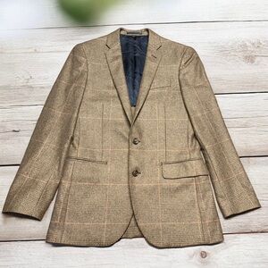 J. Crew Men’s Ludlow Tan Glen Check Italian Wool Blend Sport Coat Blazer 36R